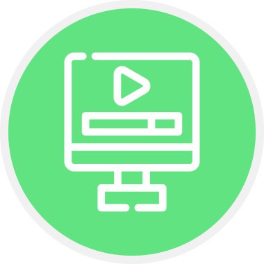 Video Oynat Satır Çemberi Basit Simge, Vektör İllüstrasyonu