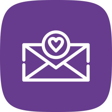 Aşk Mektubu Basit Simgesi, Vektör İllüstrasyonu