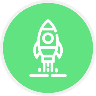 Roket Çizgisi Çemberi Basit Simge, Vektör İllüstrasyonu