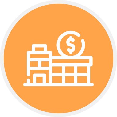 İş Merkezi Satır Çemberi Basit Simge, Vektör İllüstrasyonu