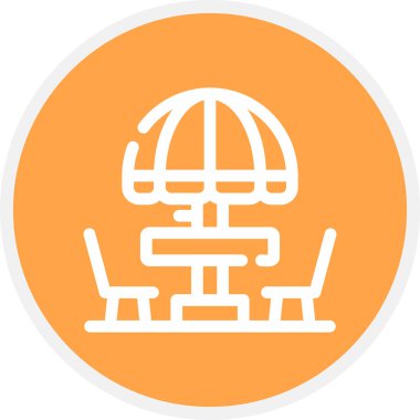 Patio Çizgisi Çemberi Basit Simge, Vektör İllüstrasyonu