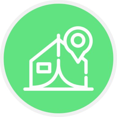 Kamp Konumu Çizgisi Çemberi Basit Simge, Vektör Resimleri