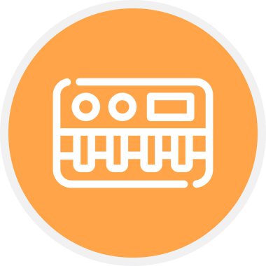 Piyano Satırı Çemberi Basit Simge, Vektör İllüstrasyonu