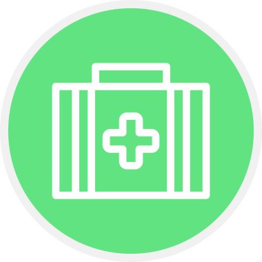 İlk Yardım Kiti Satır Çemberi Basit Simge, Vektör İllüstrasyonu