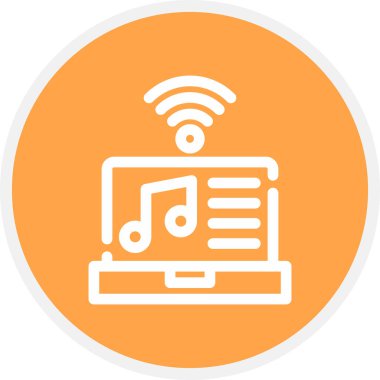 Akıllı Müzik Sütunu Satırı Çemberi Basit Simge, Vektör İllüstrasyonu