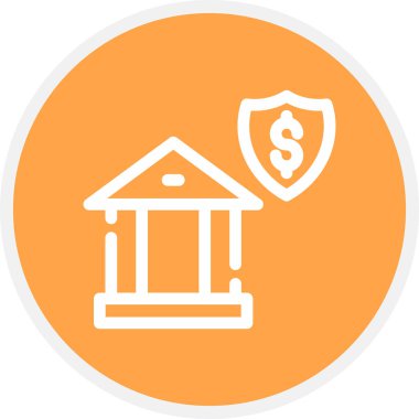 Bankacılık Güvenlik Hattı Çemberi Basit Simge, Vektör İllüstrasyonu