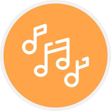 Müzik Satırı Çemberi Basit Simge, Vektör İllüstrasyonu