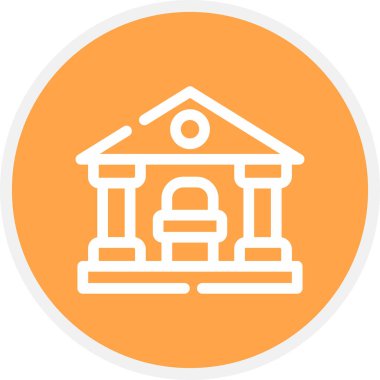 Müze Çizgisi Çemberi Basit Simge, Vektör İllüstrasyonu