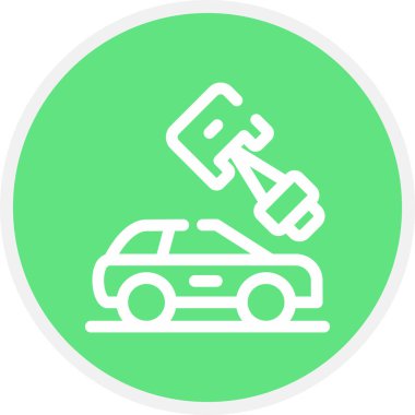 Araba Parçaları Çizgisi Çemberi Basit Simge, Vektör İllüstrasyonu