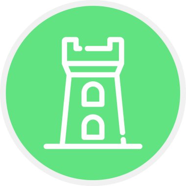 Kule Çizgisi Çemberi Basit Simge, Vektör Resimleri