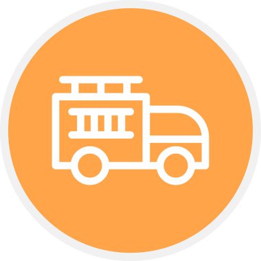 İtfaiyeci Kamyon Hattı Çemberi Basit Simge, Vektör Resimleri