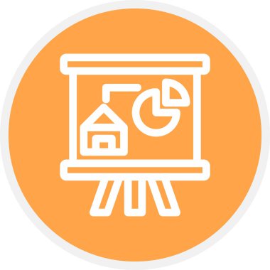 Sunum Satırı Çemberi Basit Simge, Vektör İllüstrasyonu