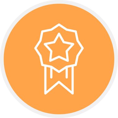 Ödül Satırı Çemberi Basit Simge, Vektör İllüstrasyonu