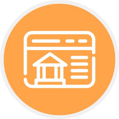 Çevrimiçi Bankacılık Hattı Çemberi Basit Simge, Vektör Resimleri