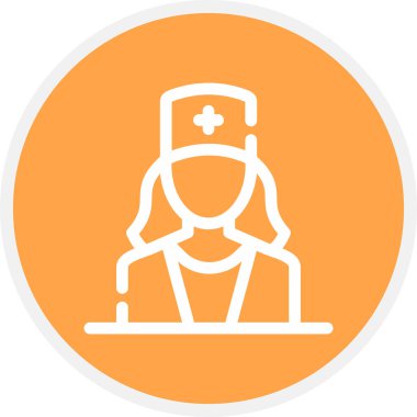 Oftalmolog Kadın Çizgi Çemberi Basit Simge, Vektör İllüstrasyonu