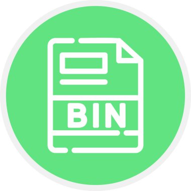 BIN Satır Çemberi Basit Simge, Vektör İllüstrasyonu