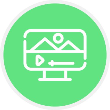 İçerik Üretim Hattı Çemberi Basit Simge, Vektör İllüstrasyonu