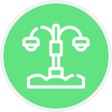 Sokak Lambası Çizgisi Çemberi Basit Simge, Vektör İllüstrasyonu