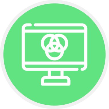 Renk Çizgisi Çemberi Basit Simge, Vektör İllüstrasyonu