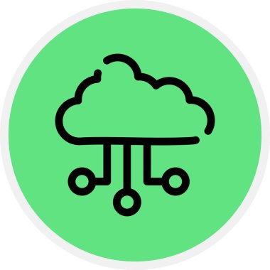 Bulut Çizgisi Çemberi Basit Simge, Vektör İllüstrasyonu