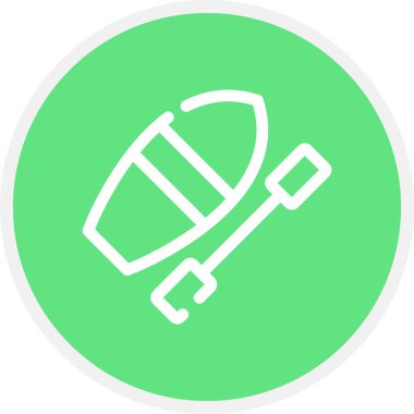 Kayak Hattı Çemberi Basit Simge, Vektör İllüstrasyonu