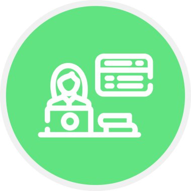 Web Tasarımcısı Kadın Satır Çemberi Basit Simge, Vektör Resimleri