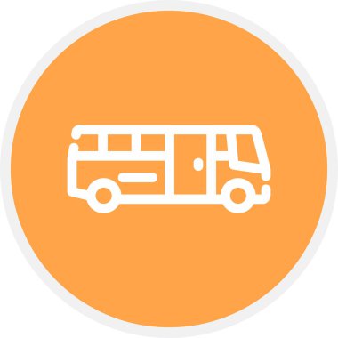 Okul Otobüs Hattı Çemberi Basit Simge, Vektör İllüstrasyonu