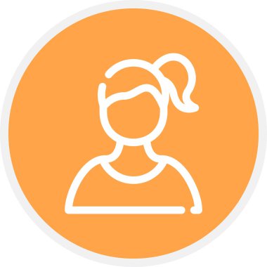 Kız Çizgisi Çemberi Basit Simge, Vektör İllüstrasyonu