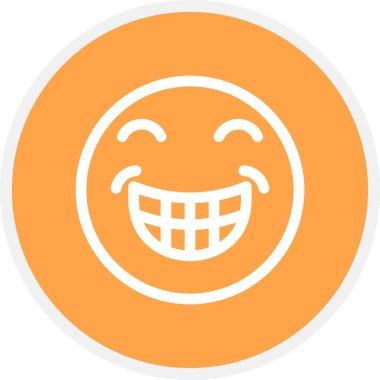 Grin Satır Çemberi Basit Simge, Vektör İllüstrasyonu