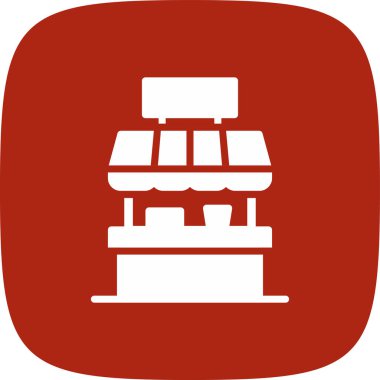 Dondurma Dükkanı Basit Simge, Vektör İllüstrasyonu