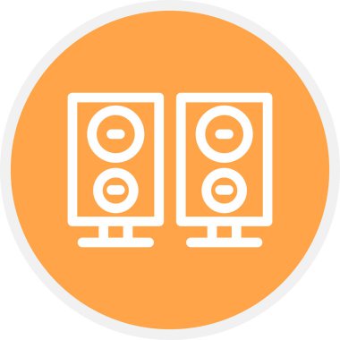 Hoparlörler Satır Çemberi Basit Simge, Vektör İllüstrasyonu