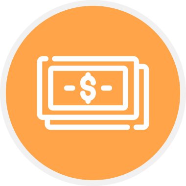 Banknotes Satır Çemberi Basit Simge, Vektör İllüstrasyonu