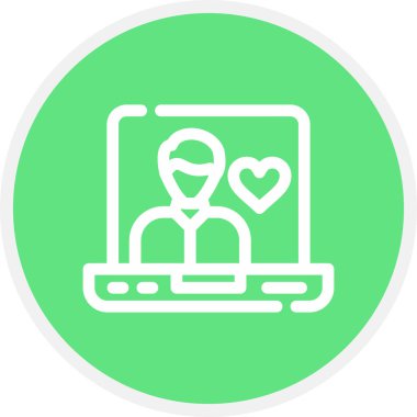 Laptop Satır Çemberi Basit Simge, Vektör İllüstrasyonu