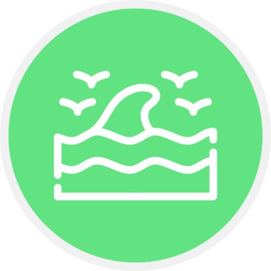 Deniz Dalgası Çizgisi Çemberi Basit Simge, Vektör Resimleri