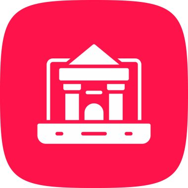 Çevrimiçi Üniversite Basit Simgesi, Vektör İllüstrasyonu