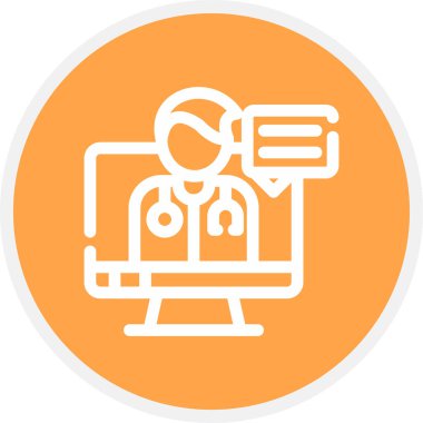 Teletıp Satırı Çemberi Basit Simge, Vektör İllüstrasyonu