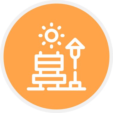 Park Satırı Çemberi Basit Simge, Vektör İllüstrasyonu