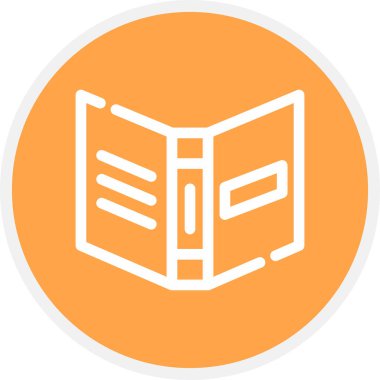 Kitap Satırı Çemberi Basit Simge, Vektör İllüstrasyonu