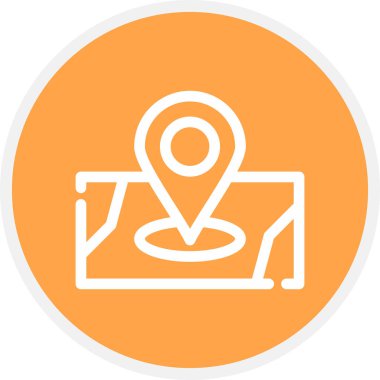 Sokak Haritası Çemberi Basit Simge, Vektör Resimleri