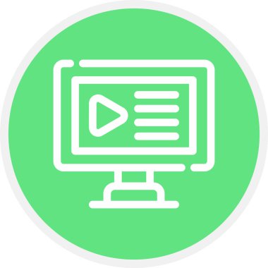 Video Satırı Çemberi Basit Simge, Vektör İllüstrasyonu