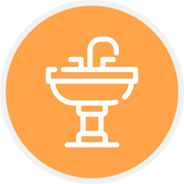 Sink Line Circle Basit Simge, Vektör İllüstrasyonu