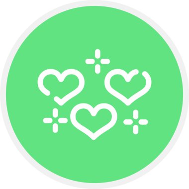 Kalp Çizgisi Çemberi Basit Simge, Vektör İllüstrasyonu