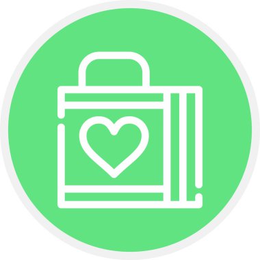 Poşet Hattı Çemberi Basit Simge, Vektör İllüstrasyonu