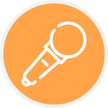 Mikrofon Satırı Çemberi Basit Simge, Vektör İllüstrasyonu