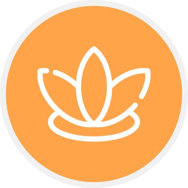 Lotus Çizgisi Çemberi Basit Simge, Vektör İllüstrasyonu