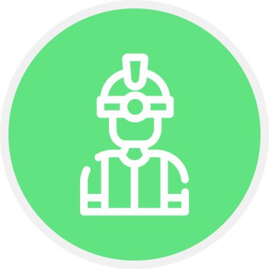 İşçi Satırı Çemberi Basit Simge, Vektör İllüstrasyonu