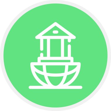 Küresel Bankacılık Çizgisi Çemberi Basit Simge, Vektör Resimleri