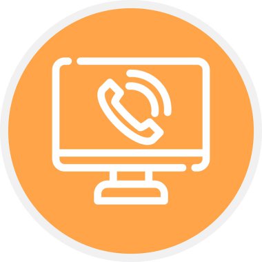 Telefon Hattı Çemberi Basit Simge, Vektör İllüstrasyonu