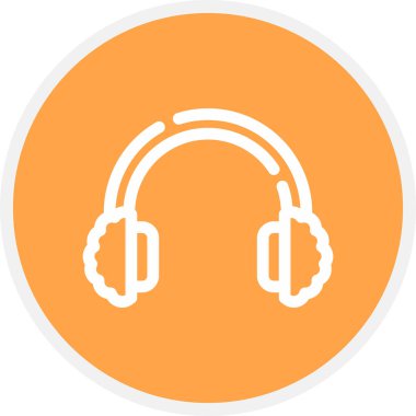 Kulaklıklar Çizgisi Çemberi Basit Simge, Vektör İllüstrasyonu