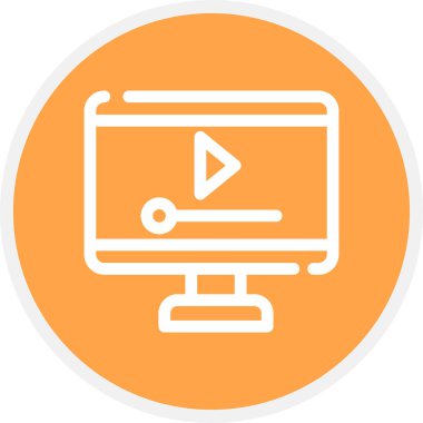 Video Oyuncu Satırı Çemberi Basit Simge, Vektör İllüstrasyonu